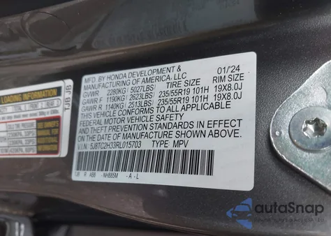 2024 Acura Rdx Standard из США, поврежденный, VIN 5J8TC2H33RL015703